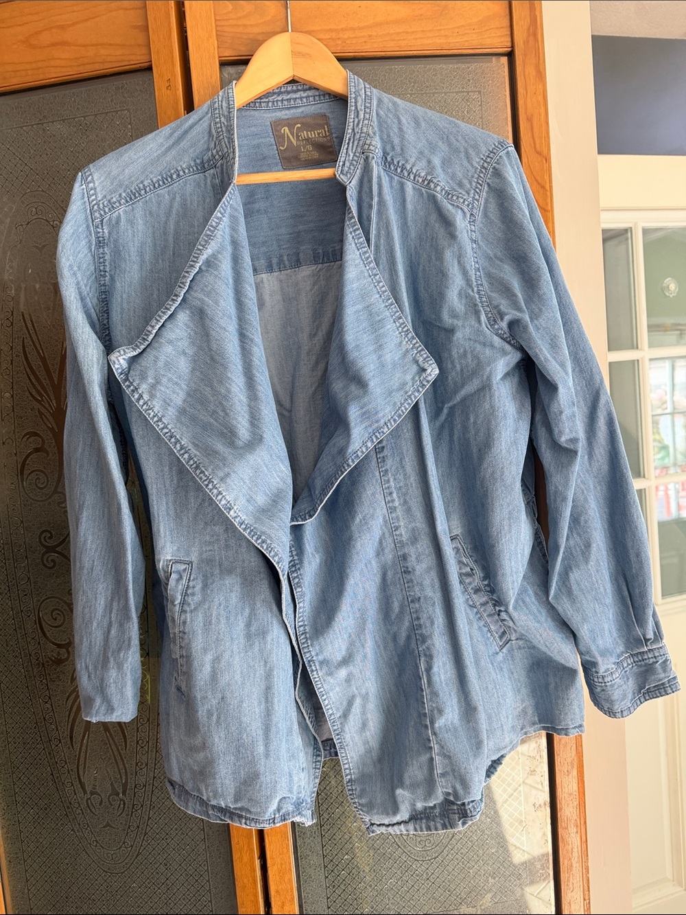 Natural Reflections Bass Pro Shops Blue Denim Draped Jacket Lg